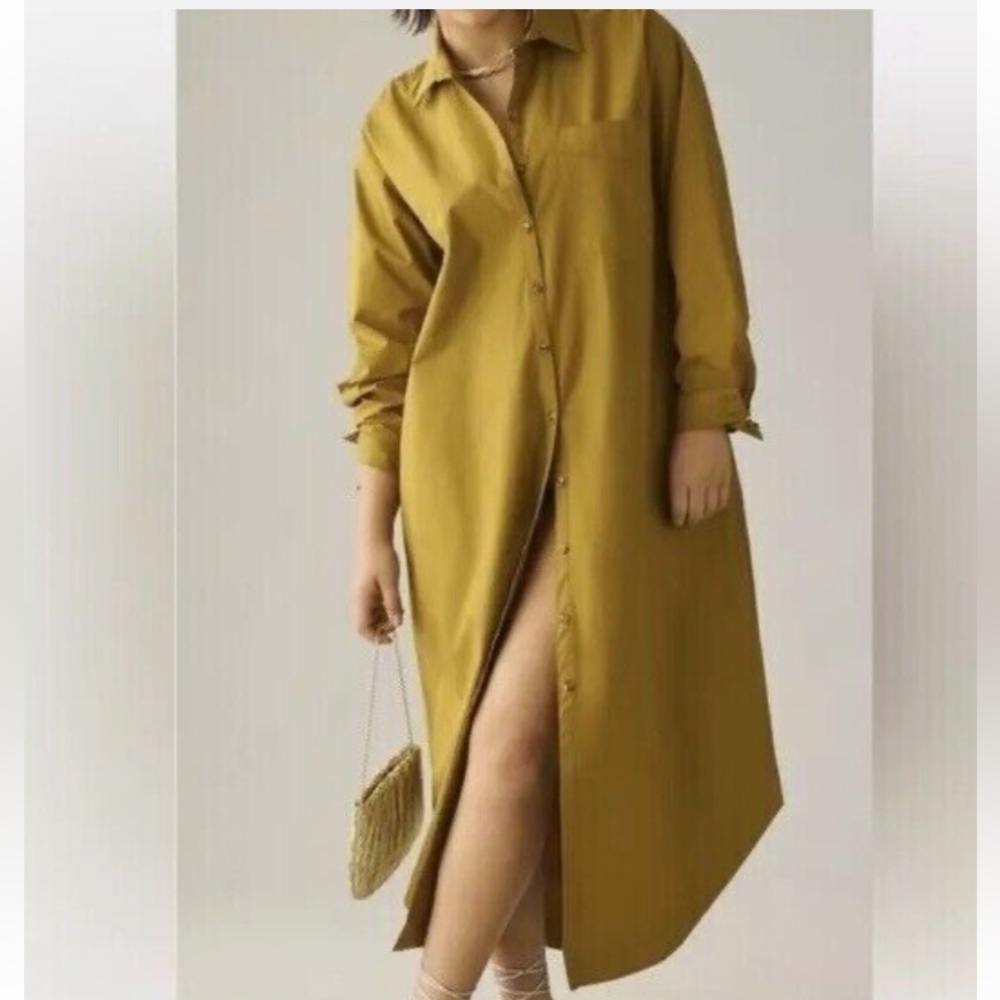 The Soren Long-Sleeve Shirt Dress by Maeve Anthropologie